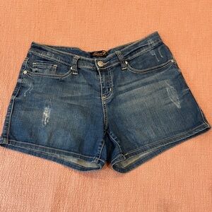 Seven7 For All Mankind W33L4.25 Blue distressed Jean Shorts